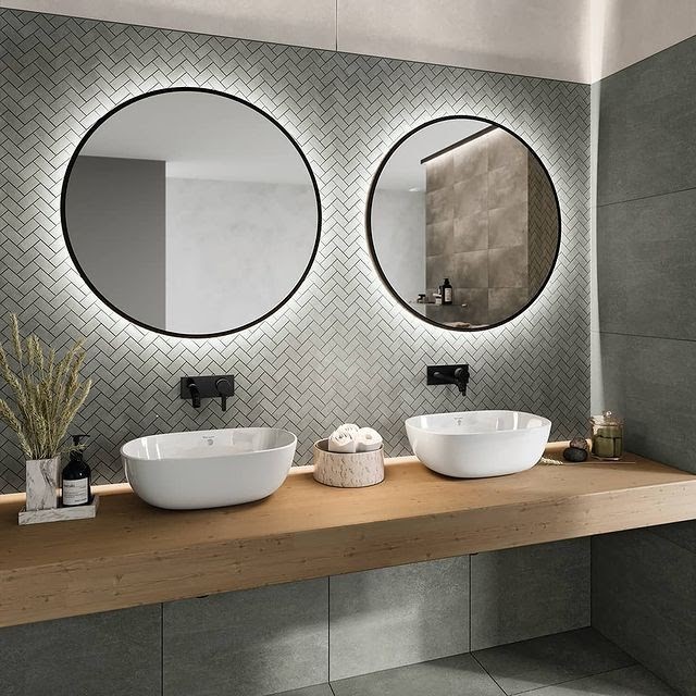 Hytect tile with back lit mirrors