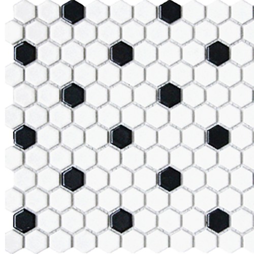 CC Mosaic II Hexagon 1x1 White/Black ECWMOS314653