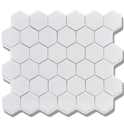 2" Matte White Hexagon