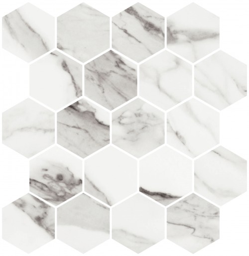 Carrara 2x3 hex mosaic matte ECWRRWHT02