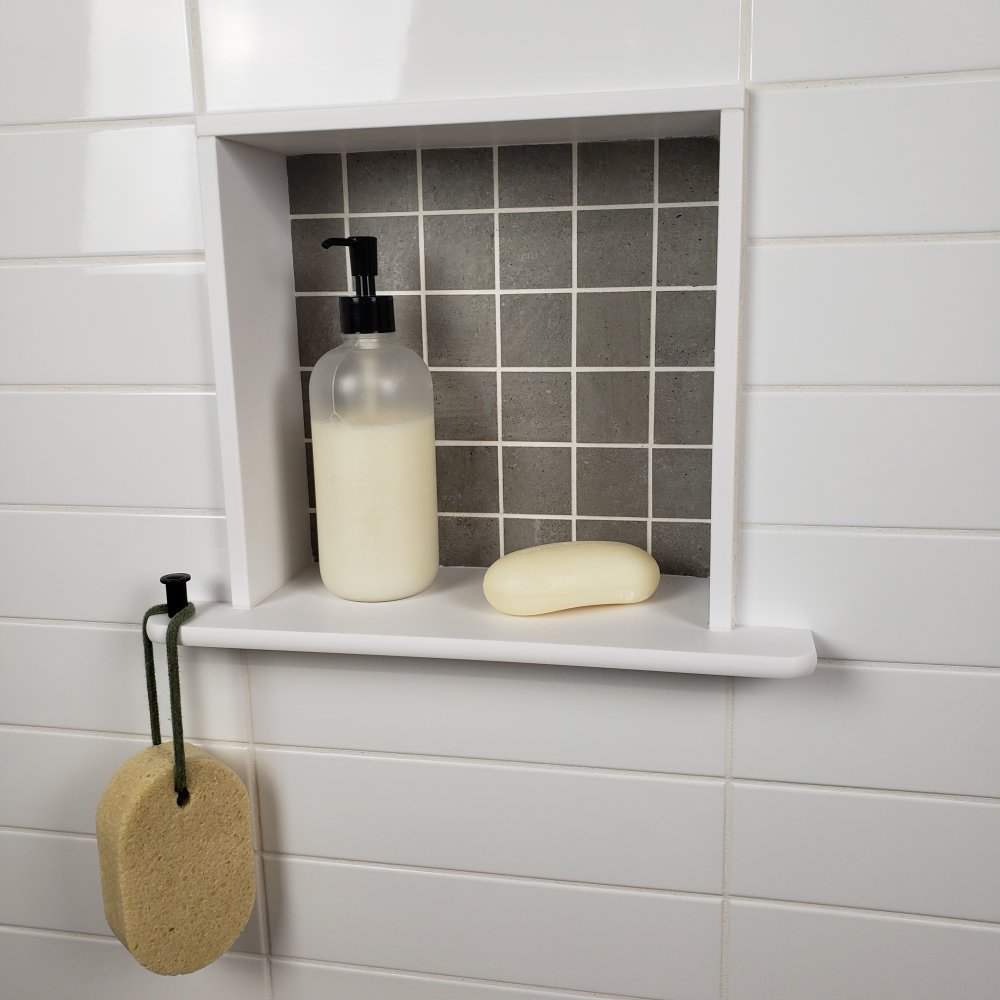 Tile Shower Corner Shelves  Boundless Shelving Solutions by TileWare  Products