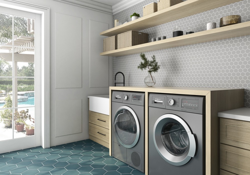 Grey Matte 3" Hex Laundry Room