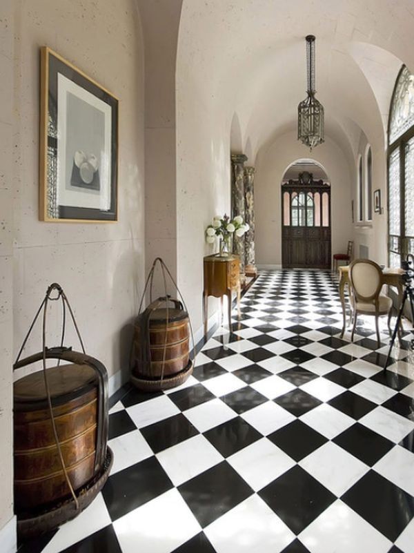 porcelain, white, black, checkered, smooth, traditional