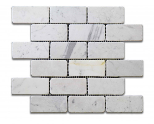 Antique Carrara 2x4 Brick tile mosaic mesh mounted marble MEXMAR296772