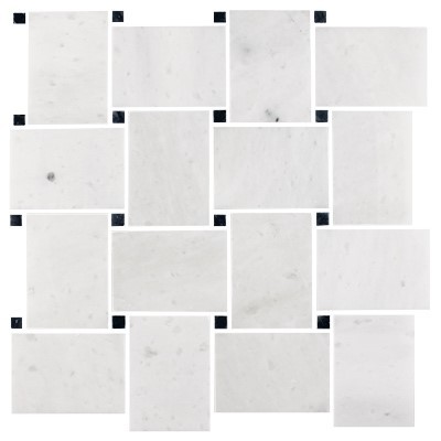 Somerset White Polished marble basketweave mosaic ECWMOS300413