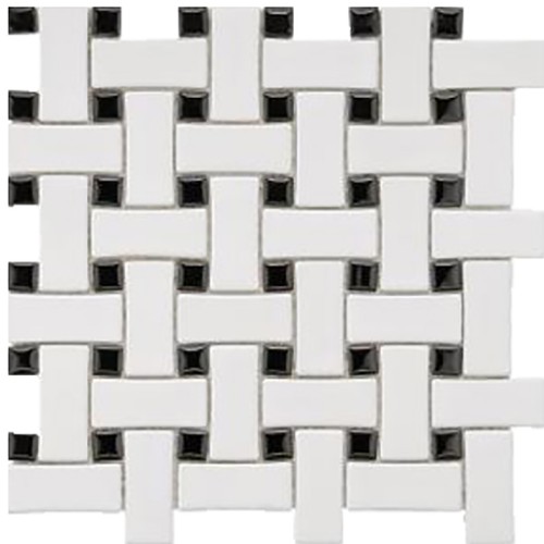 CC Mosaics II Basket Weave White with Black Dot ECWMOS315927