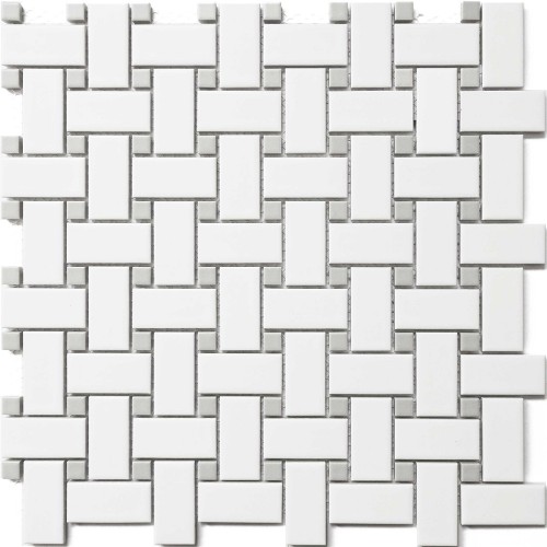 CC Mosaics II Basket Weave White with Grey Dot ECWMOS315925