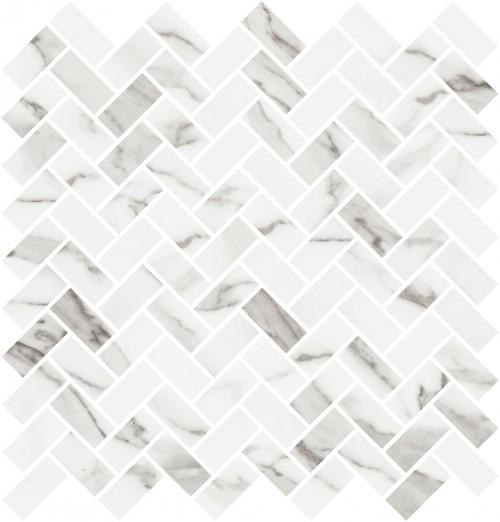 Carrara herringbone .7x1 mosaic matte ECWRRHER01