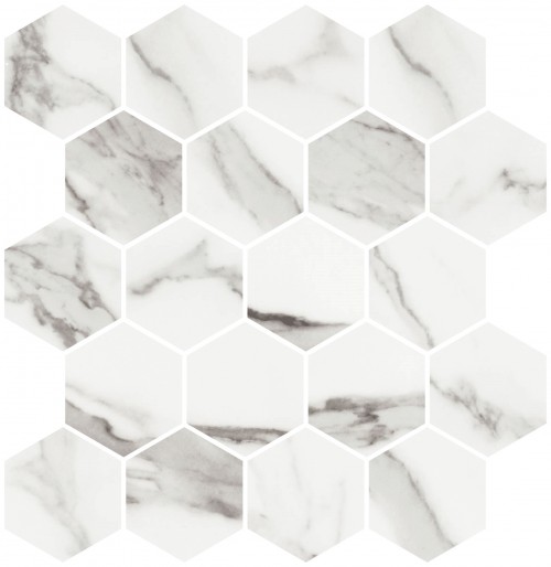 Carrara 2x3 hex mosaic ECWRRHEX01