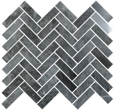 Smoky Grey Polished Marble 1x3 herringbone mosaic ECWMOS300389