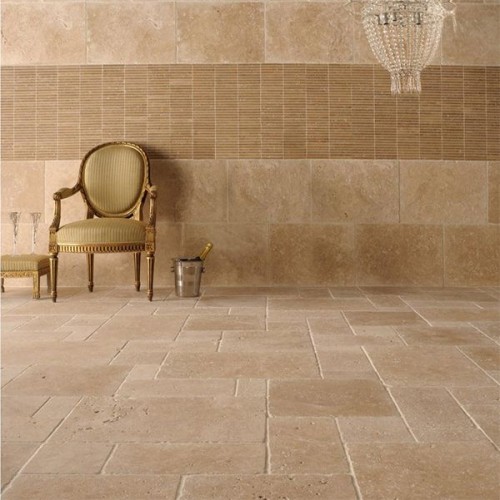 Natural Tumbled Travertine floor and wall