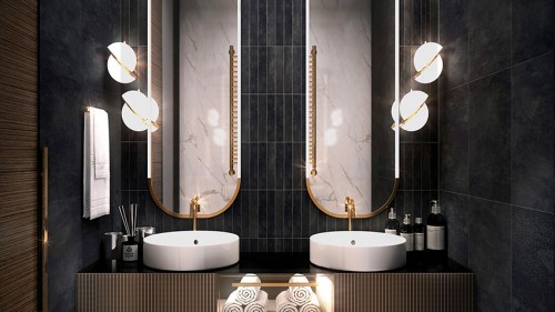 Vanity with Wave Porcelain Coal
