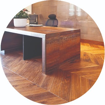 Durable Artistic Wood look chevron pattern floor in reception