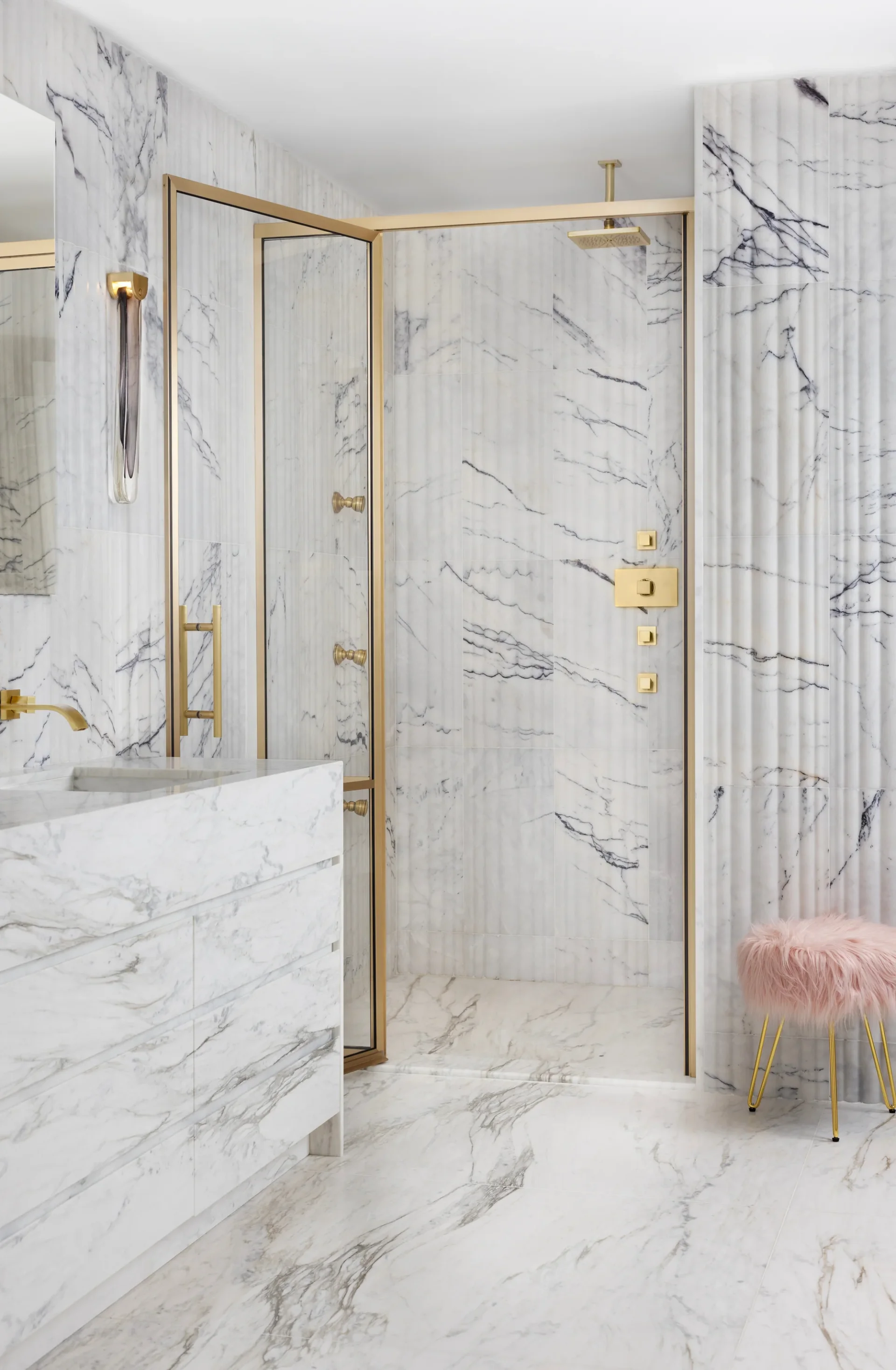 Artistic Tile Flute Lilac Marble Dimensional Tile Bathroom Wall