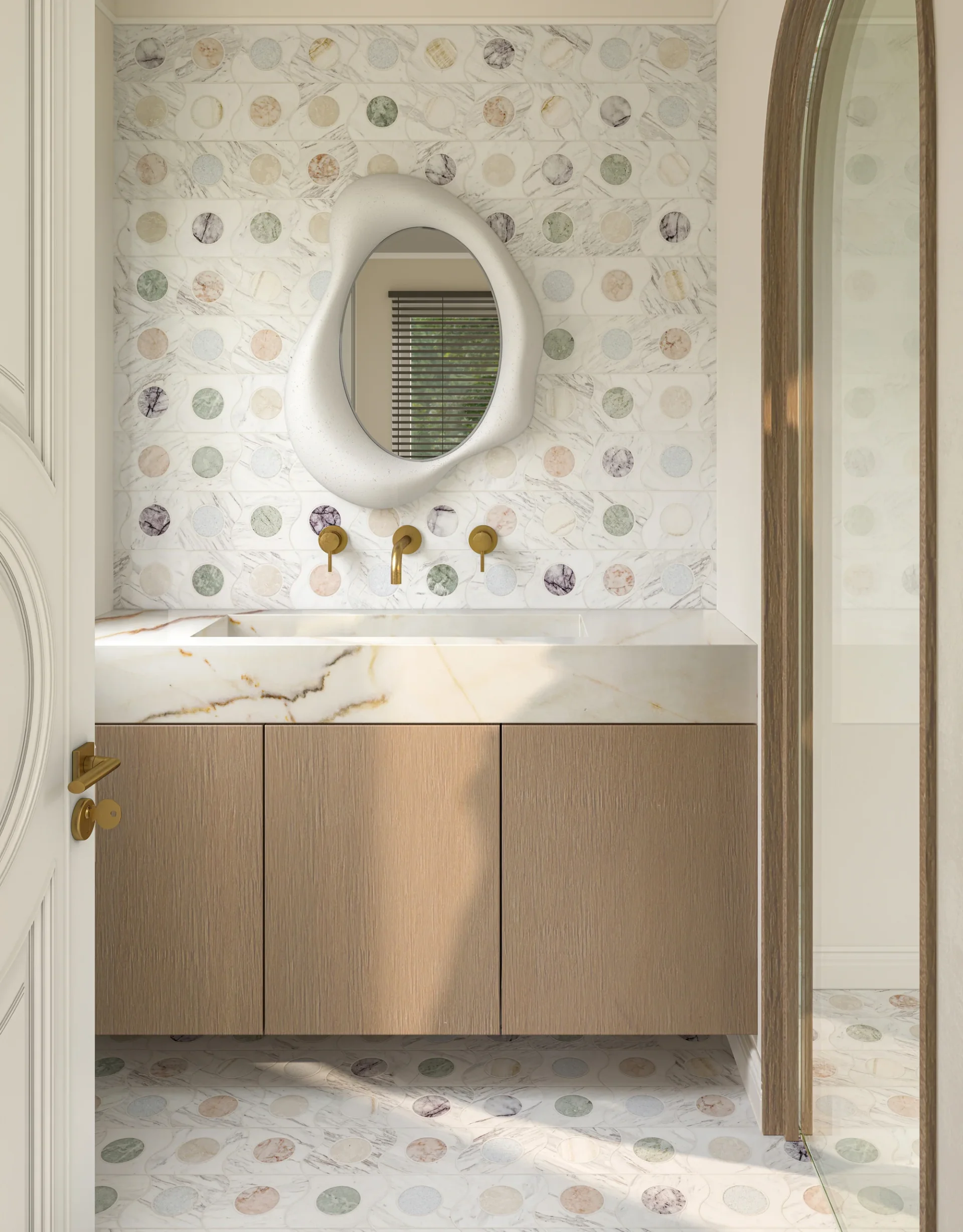 Artistic Tile Michelle Gerson Spot On Multi Waterjet Mosaic Bathroom