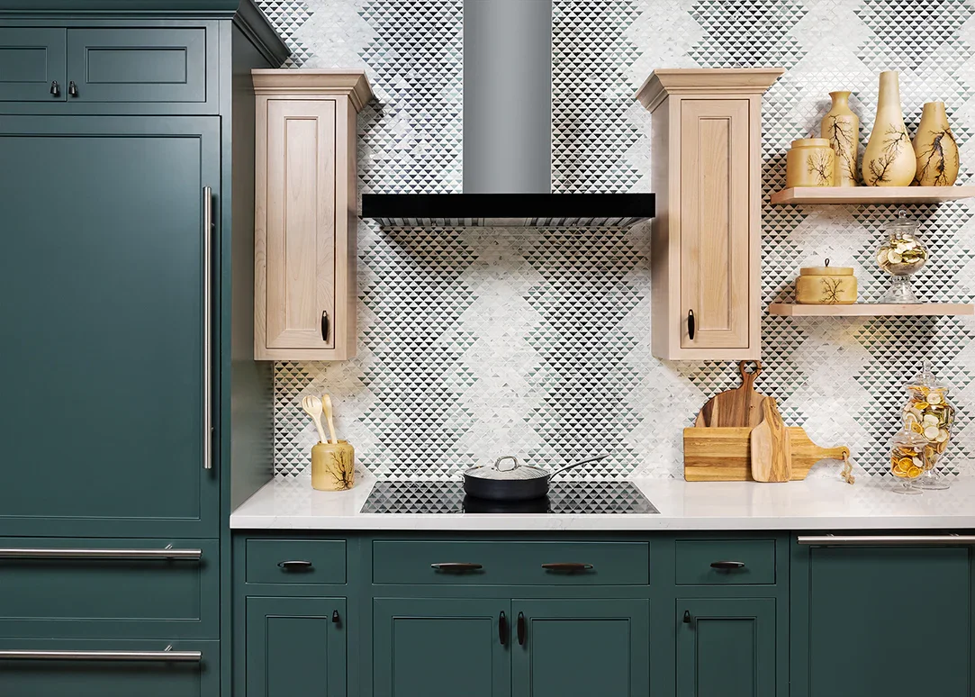 Artistic Tile Triangolo Green Blend Mosaic Kitchen Backsplash