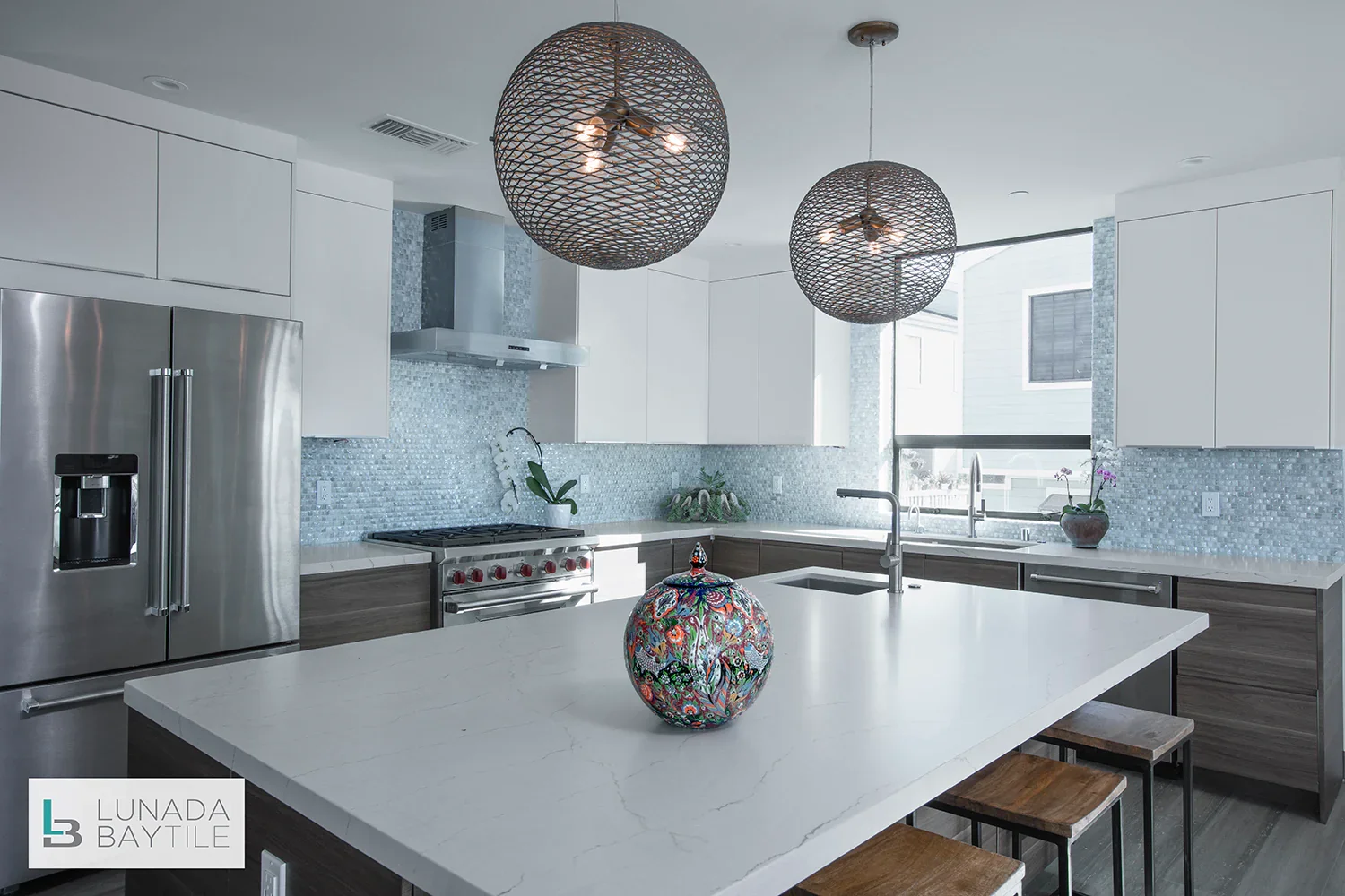 Lunada Bay Origami Mosaic Nami Ivory Pearl Kitchen