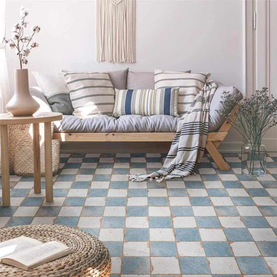 SomerTile Artisan Damero Azul Living Room Floor