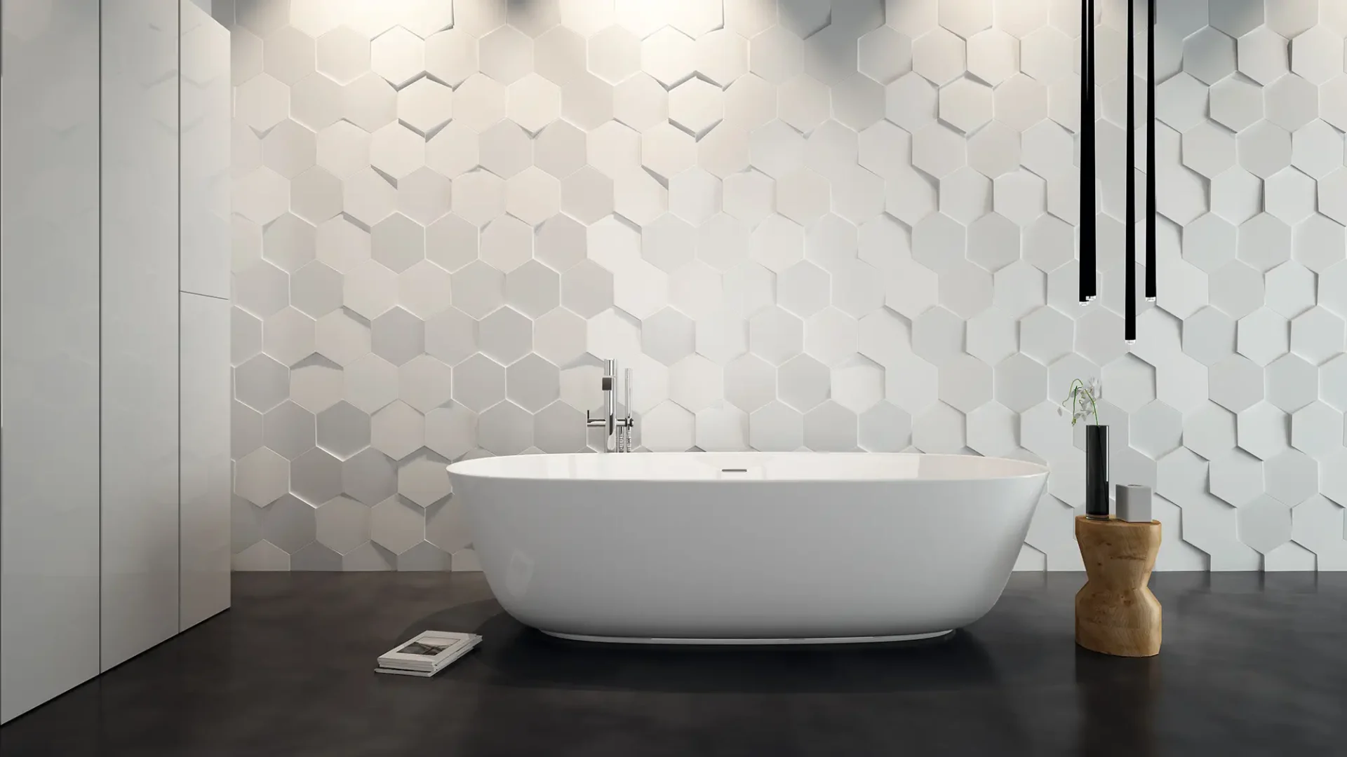 WOW Hexa Ice White Bathroom Wall